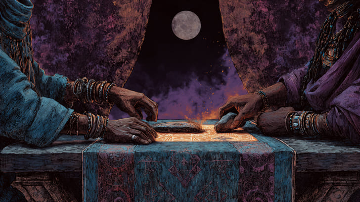 Transit Lilith Sextile Natal Descendant Illustration